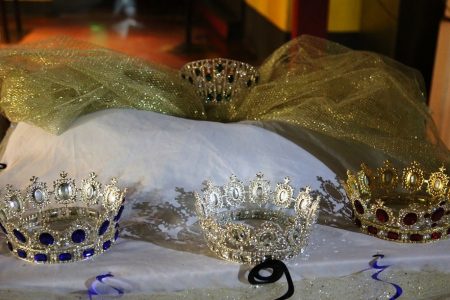 The three crowns seen up front will be awarded to the  runnerups Miss Water, Miss Air, Miss Fire. The crown in the background will be for the lucky Miss Earth Guyana 2018 beauty.