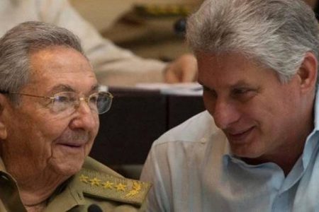  In 2016, Raúl Castro, left, talks with Miguel Díaz-Canel, now Cuba’s president, during the annual session of the Cuban Parliament in Havana. Ismael Francisco  