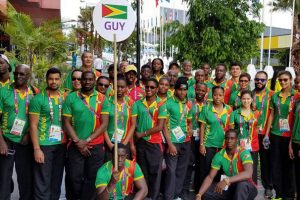 Guyana’s delegation at the opening ceremony at the 2018 edition of the Commonwealth Games in Gold Coast, Australia
