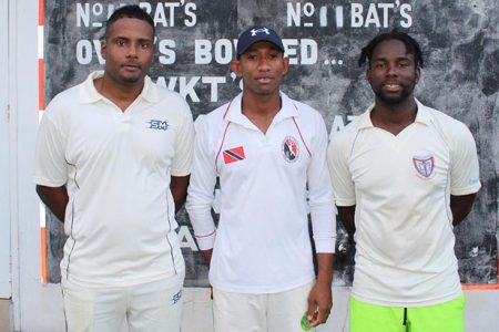 Top performers from yesterday’s match: From left Utom Munroe (GYO) Devon Lord (GCC) Winston Forester (GCC). 