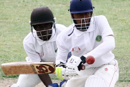 Navindra Persaud frustrated with 52 from 228 balls.