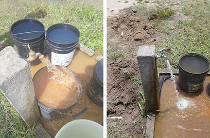 The water quality before and after GWI’s intervention (GWI photo)