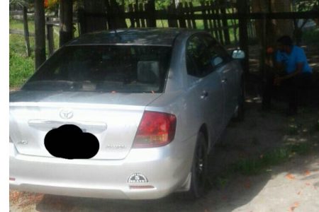 The stolen car that was recovered by the police.