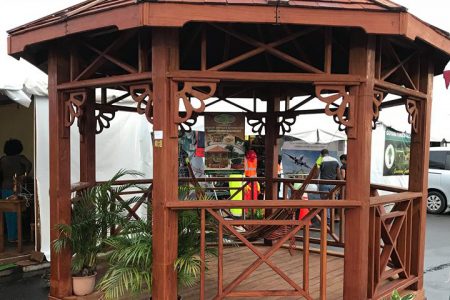 A uniquely designed gazebo at the timber expo
