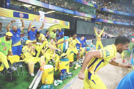The Chennai Super King players celebrate their team’s victory. (Photo courtesy of IPL website)
