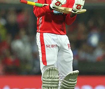 Chris Gayle celebrates his fourth half century in five innings for the Kings XI Punjab. (Photo courtesy of BCCI)
