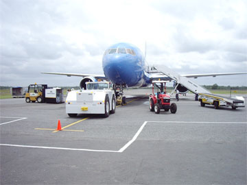 Ground handling operations at the Cheddi Jagan International Airport, Timehri (Stabroek News file photo)