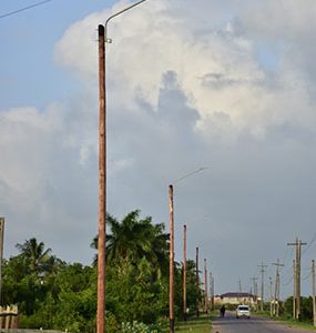 Street poles installed along the East Bank of Berbice road at Everton (DPI photo)