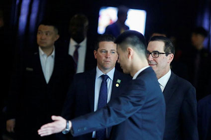 U.S. Treasury Secretary and member of a U.S. trade delegation Steven Mnuchin leaves a hotel in Beijing, China, May 4, 2018. REUTERS/Thomas Peter