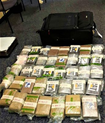 The cocaine allegedly seized at the Piarco International Airport