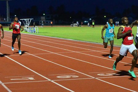 Akeem Stewart, a pocket rocket on the track, exploded to win the 200m men’s final after placing second to the meet’s fastest man, Emmanuel Archibald in the blue riband men’s 100m. Stewart clocked 21.26s leading Owen Adonis (21.44s) and Lionel Marks (21.81s) onto the podium.