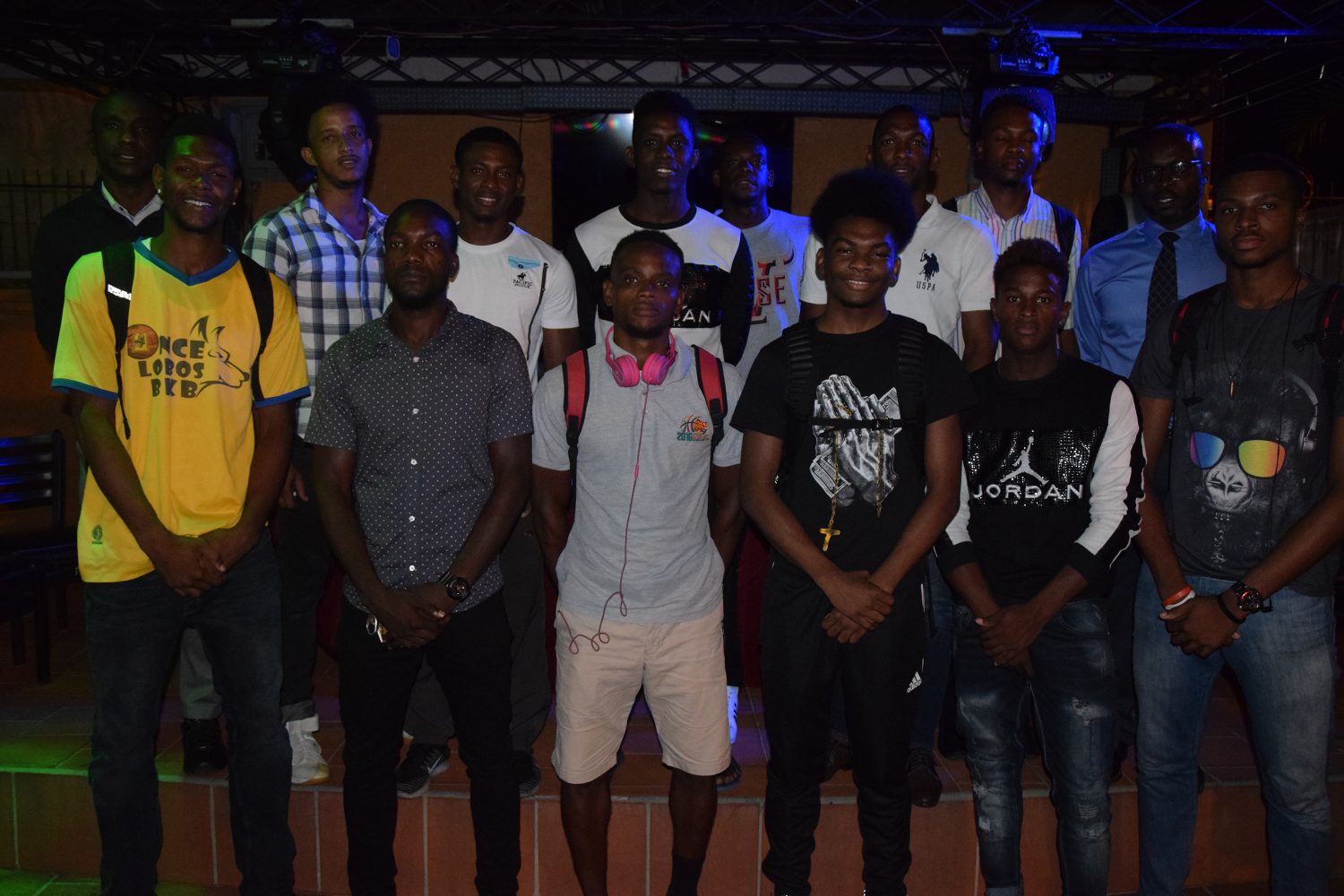 The men’s team that will compete in the three match international series against Barbados pose for a photo opportunity following their announcement at the Palm Court Sports Bar by the GABF
