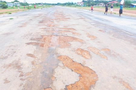 This photo of the Baramita runway, which is littered with potholes and other defects, was posted by Learie Barclay.
