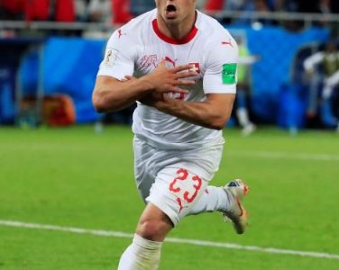 Switzerland’s Xherdan Shaqiri celebrates scoring his team’s second goal REUTERS/Gonzalo Fuentes
