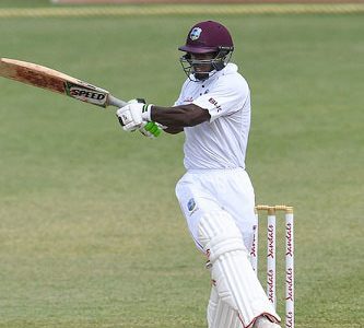 Opener Devon Smith pulls en route to his seventh Test half-century on the second day of the second Test yesterday. (Photo courtesy CWI Media)