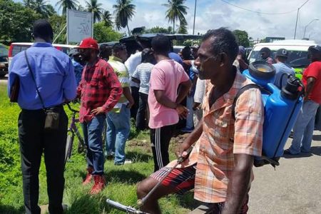 Some of the striking bus drivers and others