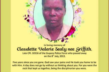 Claudette Valerie Sealy nee Griffith