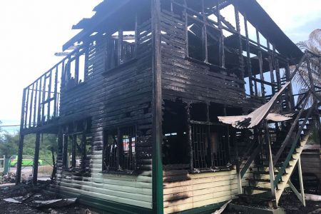 The Guyana Forestry Commission  housing complex at Soesdyke that was destroyed by fire yesterday
