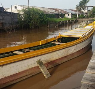 The GRA boat that was found at the Muneshwer’s Wharf yesterday