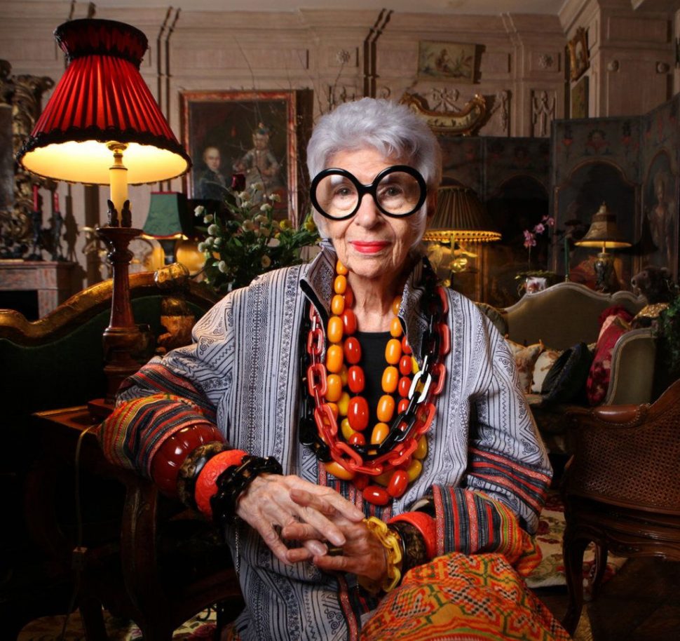 Iris Apfel , an  American style Icon and Interior Designer, known for her authentic independent style.