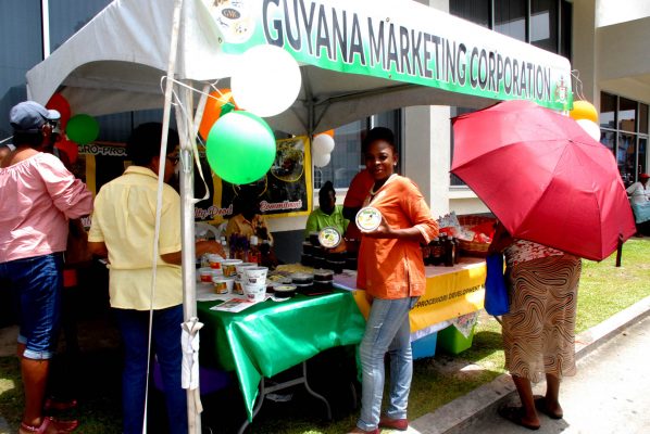 A WADN product display outside the Robb & Camp Streets Republic Bank