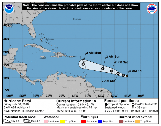 Hurricane Beryl bearing down on Lesser Antilles - Stabroek News