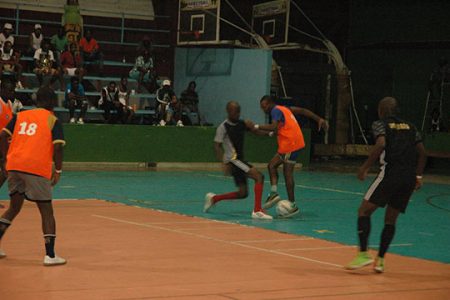 Flashback-Scenes from the last year’s action in the GT-Beer ‘Keep Ya Five Alive’ Football Championship at the National Gymnasium, Mandela Avenue.