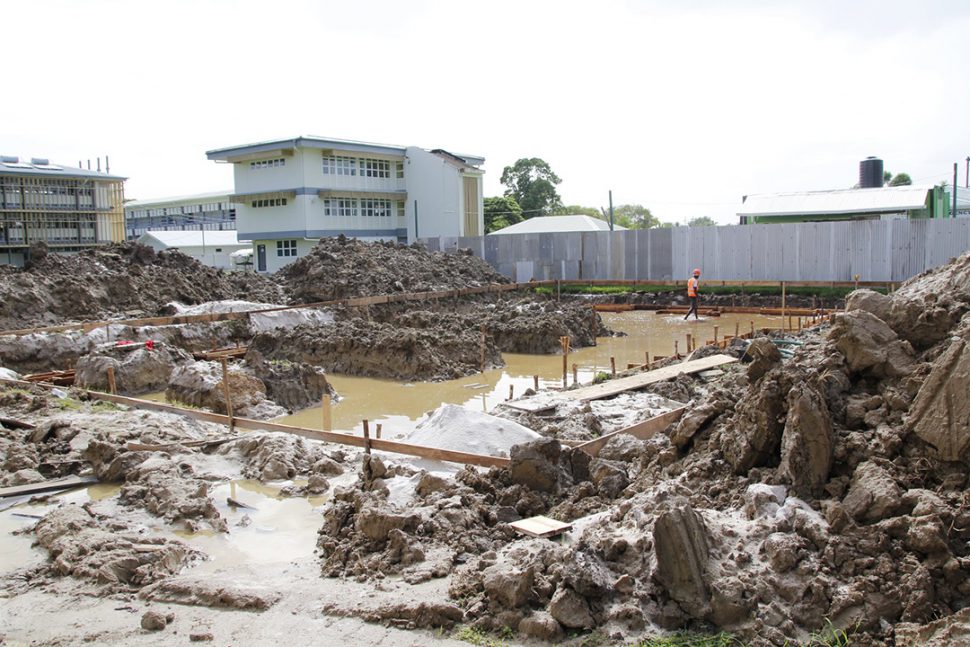 The ongoing construction work for the new Mathematics and Science building (Ministry of Education photo)
