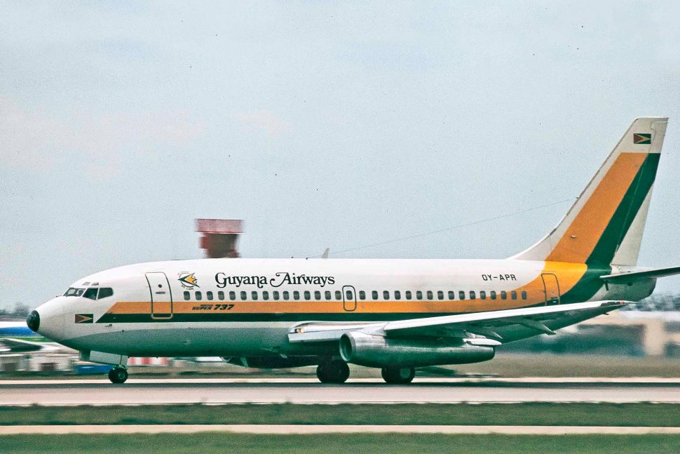Guyana Airways B737 taxing at Miami in 1981