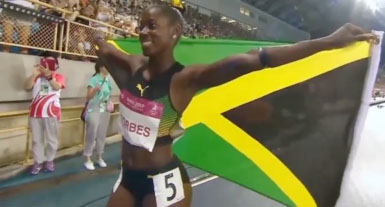 Shashalee Forbes won gold for Jamaica in the 200 metres 