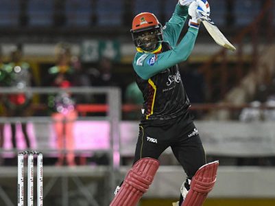 Devon Thomas of St Kitts & Nevis Patriots hits a 4 during yesterday’s Hero Caribbean Premier League between St Lucia Stars and St Kitts & Nevis Patriots at the Darren Sammy Cricket Ground. Thomas was named Man of the Match. (Photo by Randy Brooks - CPL T20/Getty Images)
