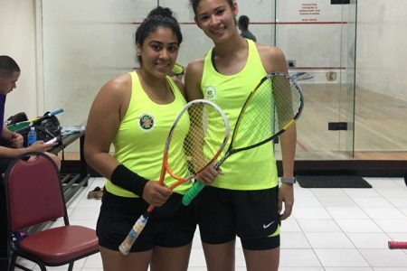 CAC bronze medalists Ashley Khalil and Taylor Fernandes after a practice session yesterday.