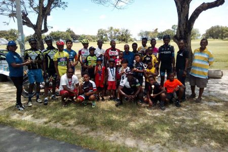 The participants, organisers and members of Georgetown City Council at the end of a successful cycling meet in commemoration of the 175th anniversary of Georgetown as a city

