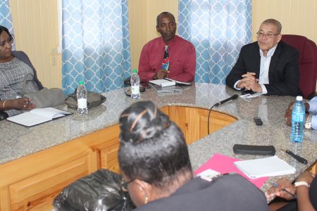 GRA Commissioner-General Godfrey Statia (at head of table) speaking at the meeting (GRA photo)