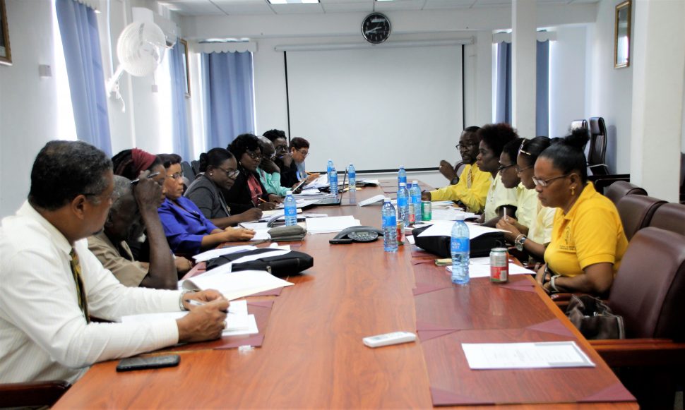 The Ministry of Education (left) and the Guyana Teachers Union met again yesterday to discuss the Teachers Multi-Year agreement. There was no progress on wages. (Ministry of Education photo)