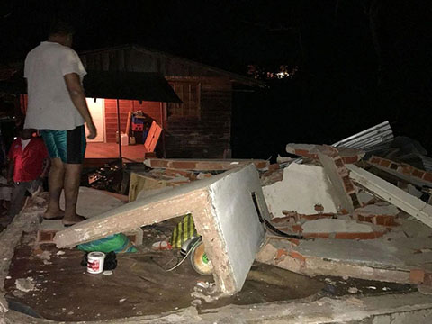 This concrete structure at Reform Village, south Trinidad reportedly collapsed during the earthquake