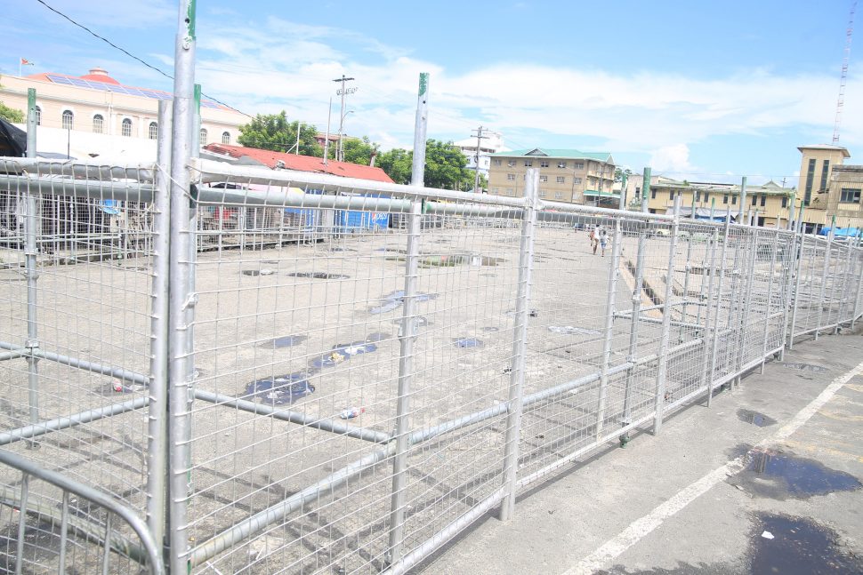 A section of the former bus park that is being prepared to accommodate the Stabroek Wharf vendors. (Photo by Terrence Thompson)