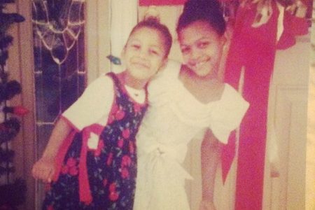 Me and my sister going to church as children.
