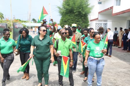Current Georgetown Mayor Patricia Chase-Green leading the APNU contingent yesterday  (Photo by Terrence Thompson)