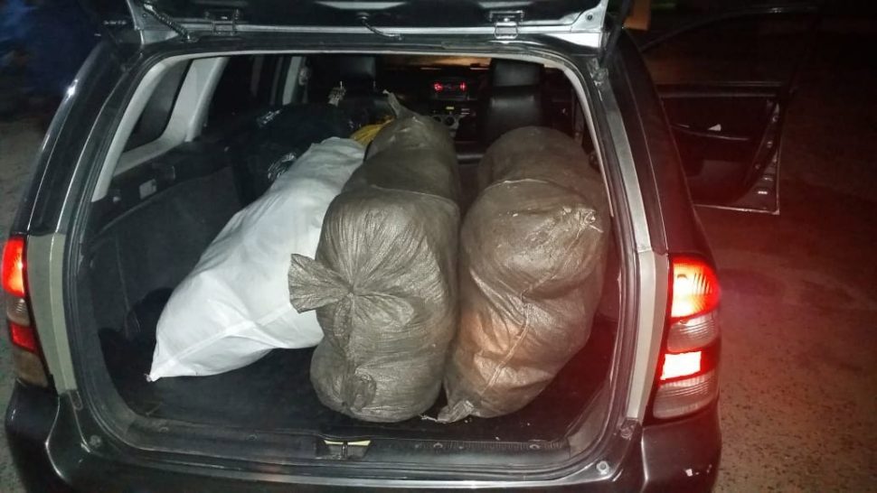 A quantity of the cannabis packed in the vehicle.