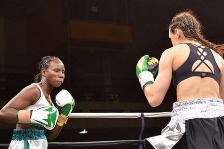 Rewinna David (left) is scheduled to appear on the ‘Young Guns-The Proving Ground’ card on September 22 at the Cliff Anderson Sports Hall. Despite her debut loss to Italy’s Federica Bianco in Jamaica this past March, the New Amsterdam born David is confident of improving her record in the win column.
