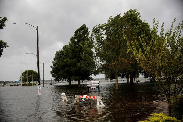The Union Point Park Complex is seen flooded as the Hurricane Florence comes ashore in New Bern, North Carolina, U.S., September 13, 2018. REUTERS/Eduardo Munoz