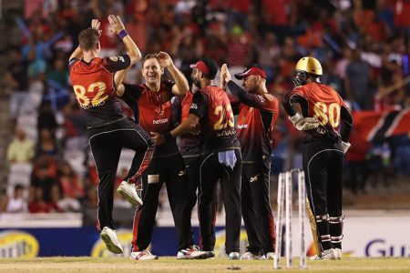 To the finals we go! Trinbago Knight Riders march into tomorrow’s final. (Photo Getty Images)
