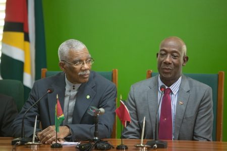 President David Granger & Prime Minister of T&T Dr. Keith Rowley (Department of Public Information photo)