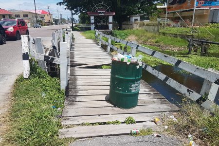 Watch your step: The footbridge along Camp Street near the junction with Lamaha Street is in need of repair. (Photo by Terrence Thompson) 