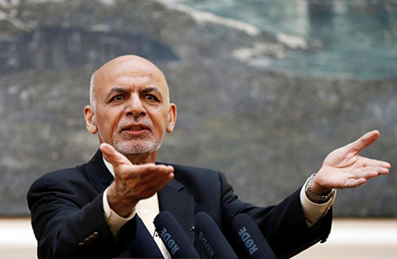 Afghan President Ashraf Ghani speaks during a news conference in Kabul, Afghanistan July 15, 2018. REUTERS/Mohammad Ismail
