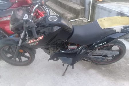 The motorcycle which was intercepted by the police.