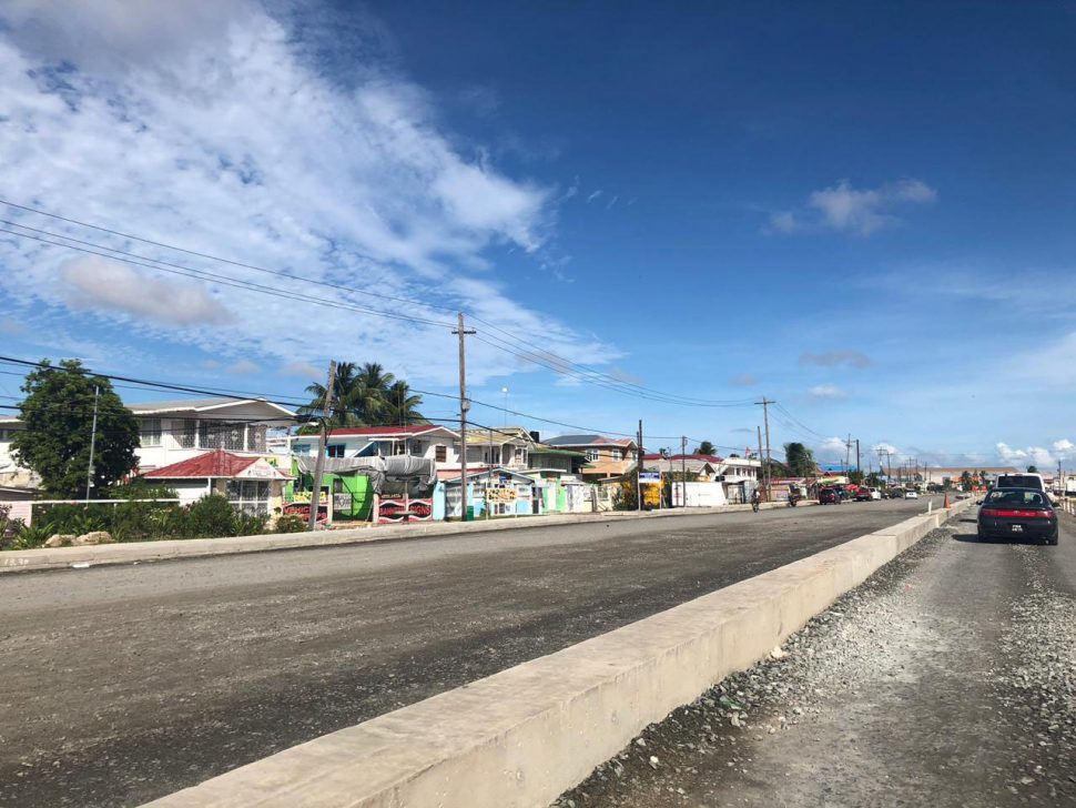 A section of the carriageway of the East Coast Highway that was closed off yesterday as preparations are made for it to be paved 
