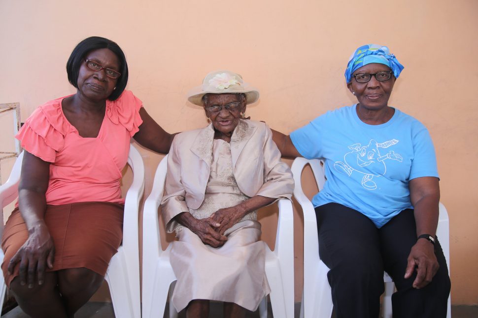 From left to right: Hyacinth Arthur, Esme Springer and her daughter Hazel David at Springer’s 105th birth anniversary celebration.