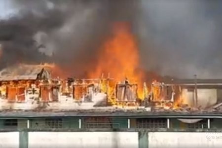 The Shaheed Girls Orphanage, located at Oleander Gardens, East Coast Demerara, engulfed by flames in October.